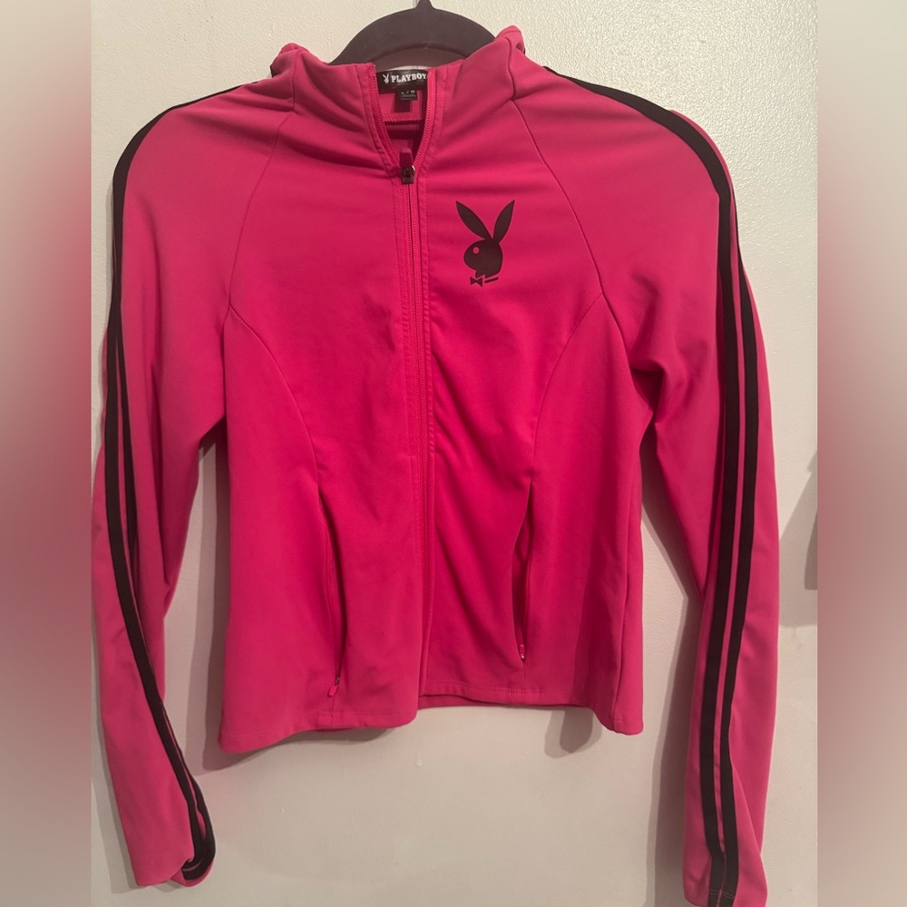 PLAYBOY Hot Pink Bomber Jacket with Black Trim